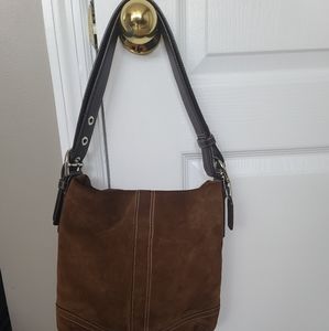 Brown suede Coach bag